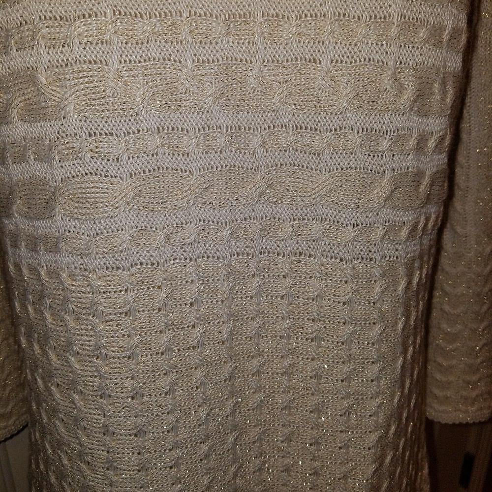 Ruby Rd Xl Cream Metallic Sweater - image 2
